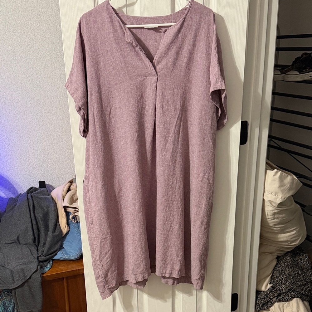 Pure Jill Women's Mauve/Lavender Linen Dress